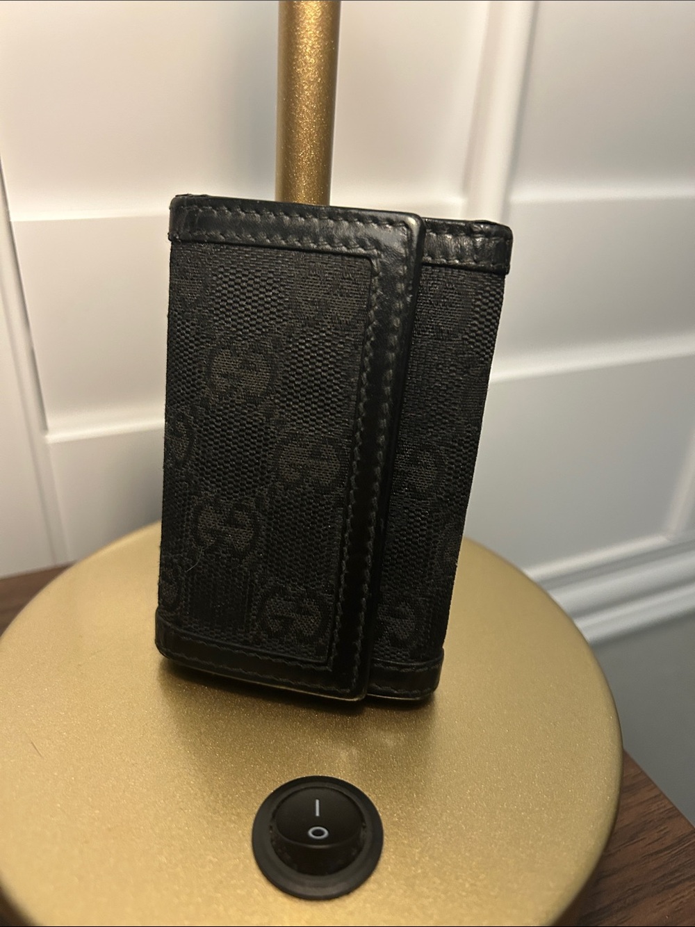 Gucci Black Canvas Trifold Key Holder Wallet